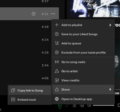 How to get Spotify track link?